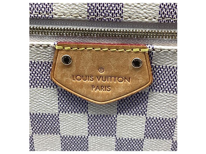 Louis Vuitton Lena Damier Azur MM Tote Bag aus weiß beschichtetem Canvas - Ansicht 14