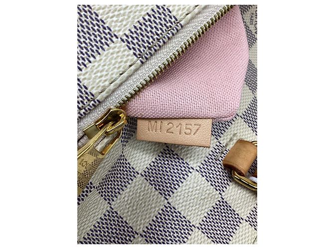 Louis Vuitton Lena Damier Azur MM Tote Bag aus weiß beschichtetem Canvas - Ansicht 15