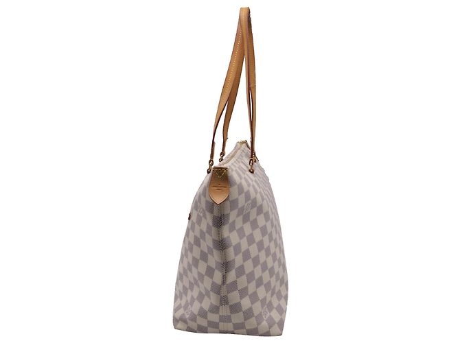 Louis Vuitton Lena Damier Azur MM Tote Bag aus weiß beschichtetem Canvas - Ansicht 3