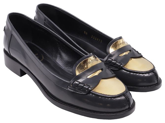 Mocassini Penny in pelle nera Yves Saint Laurent Nero - vista 2
