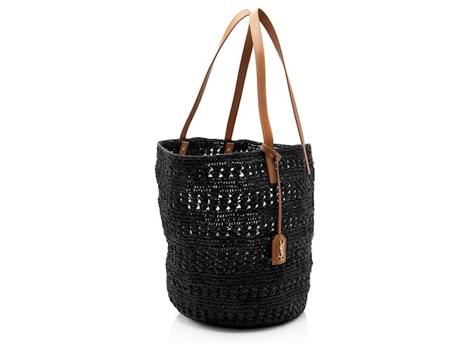 Saint Laurent Raffia Panier Medium Tote Schwarz - Ansicht 2