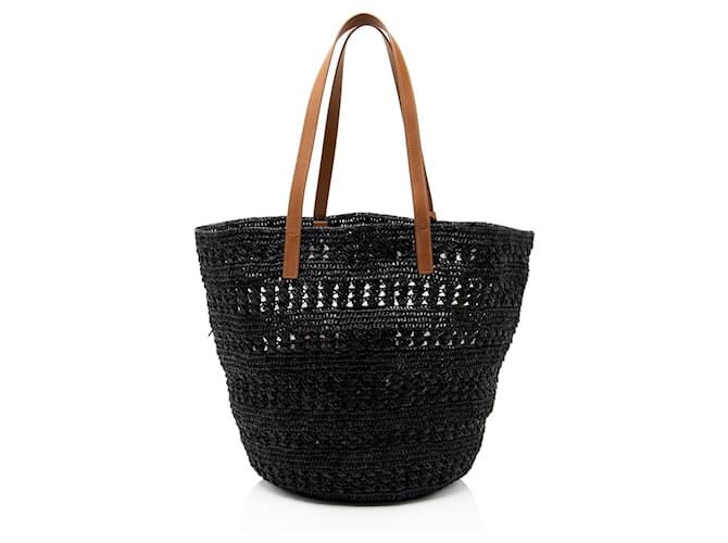 Saint Laurent Raffia Panier Medium Tote Schwarz - Ansicht 3