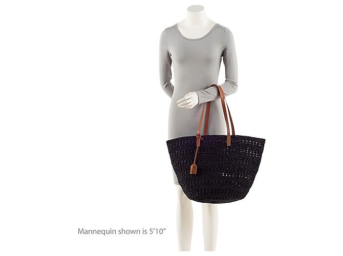 Saint Laurent Raffia Panier Medium Tote Schwarz - Ansicht 5