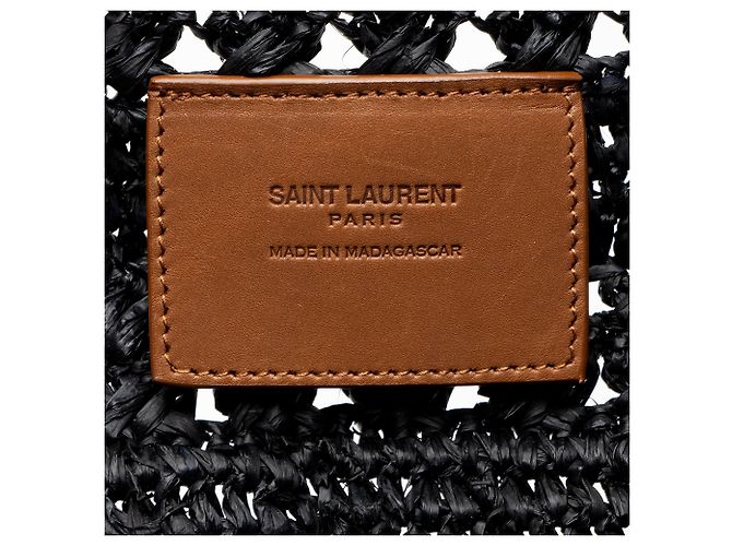 Saint Laurent Raffia Panier Medium Tote Schwarz - Ansicht 8