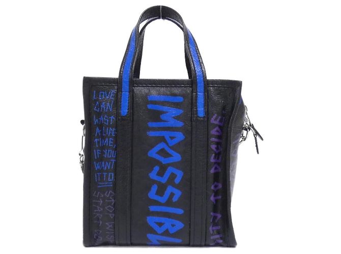 Borsa Tote in Pelle Balenciaga Bazaar Shopper Nero - vista 2