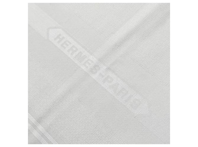 Hermès Sciarpa in cashmere e seta Hermes Sangle Logo Argento Metallico - vista 3