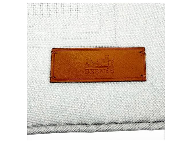 Hermès Sciarpa in cashmere e seta Hermes Sangle Logo Argento Metallico - vista 4