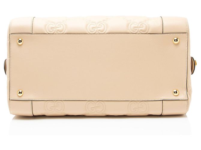 Gucci Borsa Duffle Jumbo GG Matelasse in pelle media Marrone Beige - vista 4
