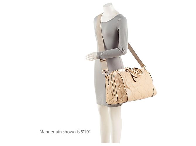 Gucci Borsa Duffle Jumbo GG Matelasse in pelle media Marrone Beige - vista 5