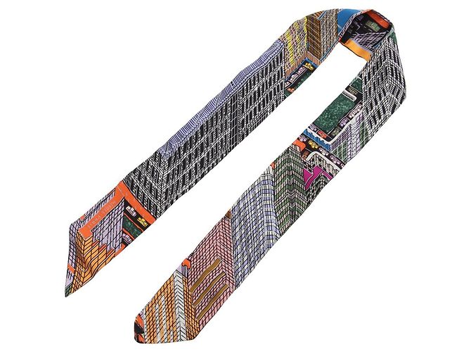 Foulard in seta Hermès Twilly PANTIN CITY Nero - vista 2