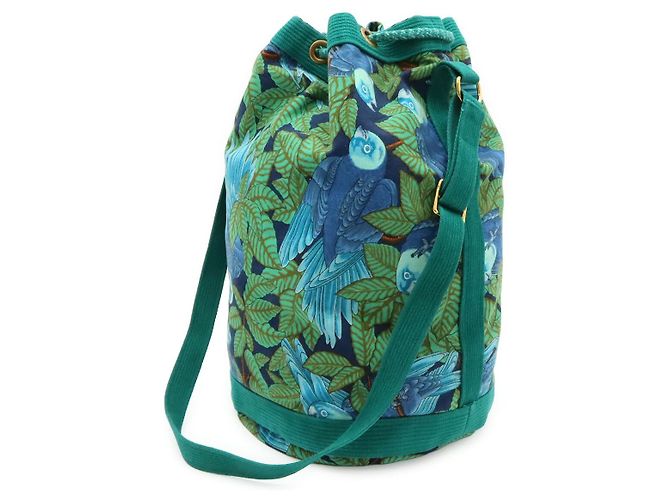 Hermès Borsa a tracolla in tela Hermes Verde - vista 2
