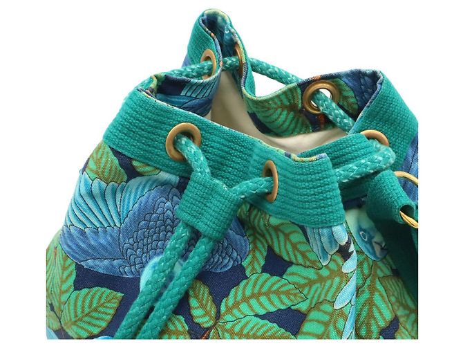 Hermès Borsa a tracolla in tela Hermes Verde - vista 5