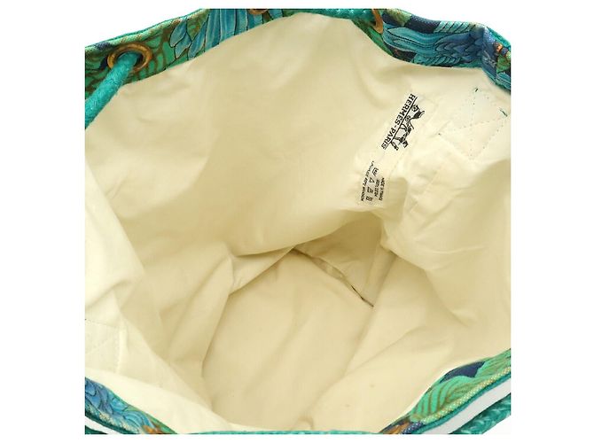 Hermès Borsa a tracolla in tela Hermes Verde - vista 6