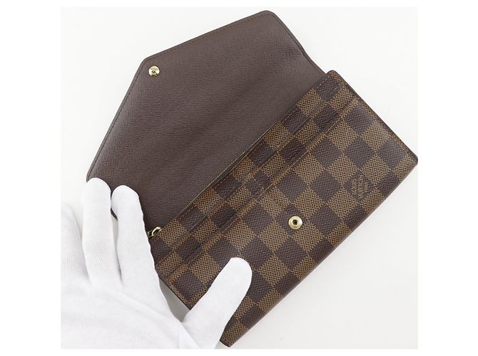 Porte Feuille Sarah Damier Long Wallet Louis Vuitton Castaño - vista 5