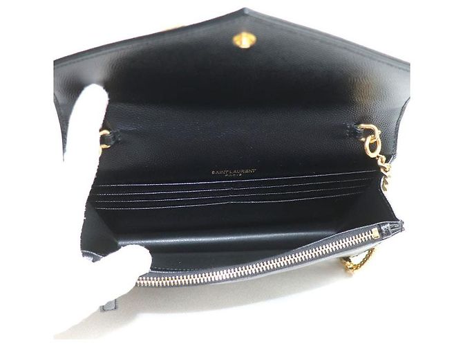 Yves Saint Laurent Saint Laurent Cassandra Leder-Chain-Wallet Schwarz - Ansicht 3