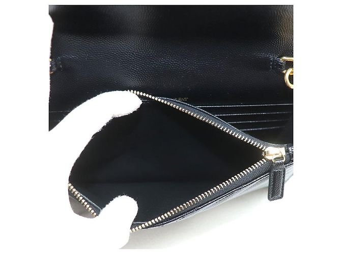 Yves Saint Laurent Saint Laurent Cassandra Leder-Chain-Wallet Schwarz - Ansicht 4