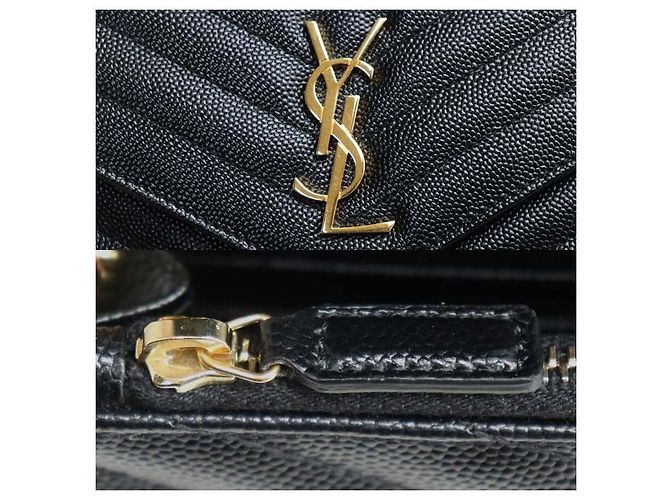 Yves Saint Laurent Saint Laurent Cassandra Leder-Chain-Wallet Schwarz - Ansicht 6