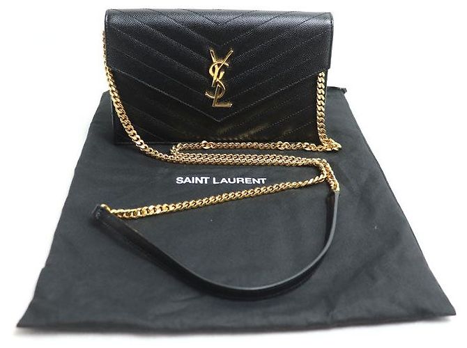 Yves Saint Laurent Saint Laurent Cassandra Leder-Chain-Wallet Schwarz - Ansicht 7