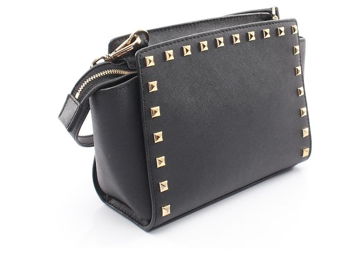 Borsa a tracolla in pelle Michael Kors SELMA SUTUDDED MEDIUM MESSENGER Nero - vista 2