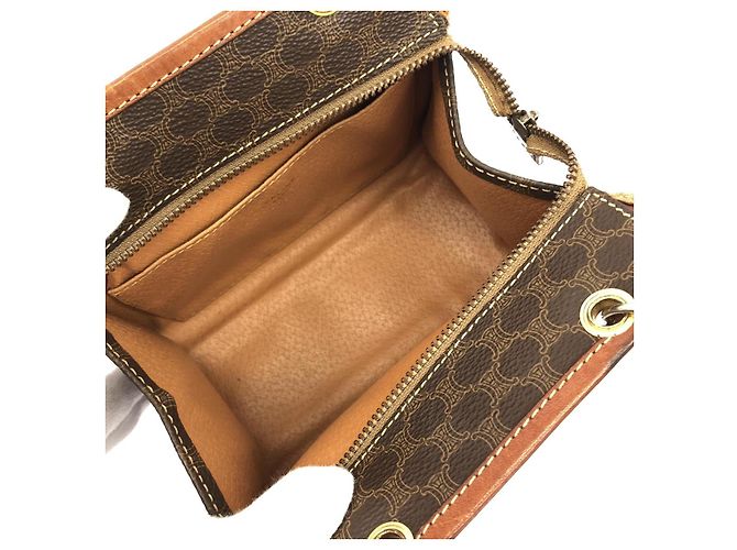 Céline Borsa a tracolla in tela rivestita Celine Marrone - vista 7