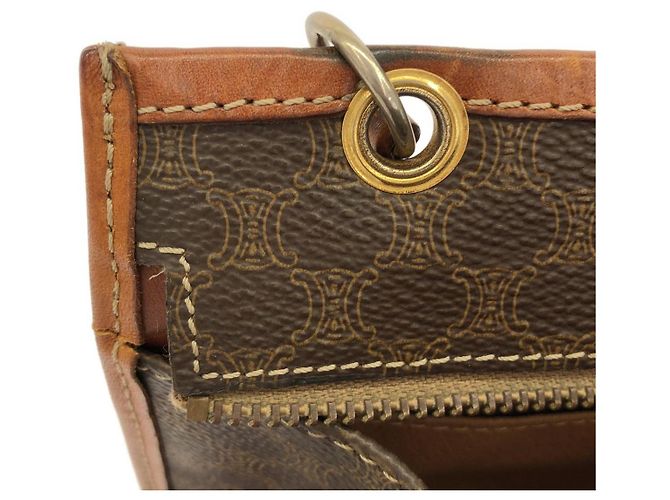 Céline Borsa a tracolla in tela rivestita Celine Marrone - vista 8