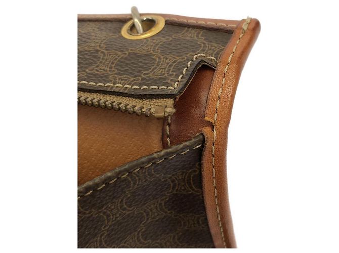 Céline Borsa a tracolla in tela rivestita Celine Marrone - vista 9