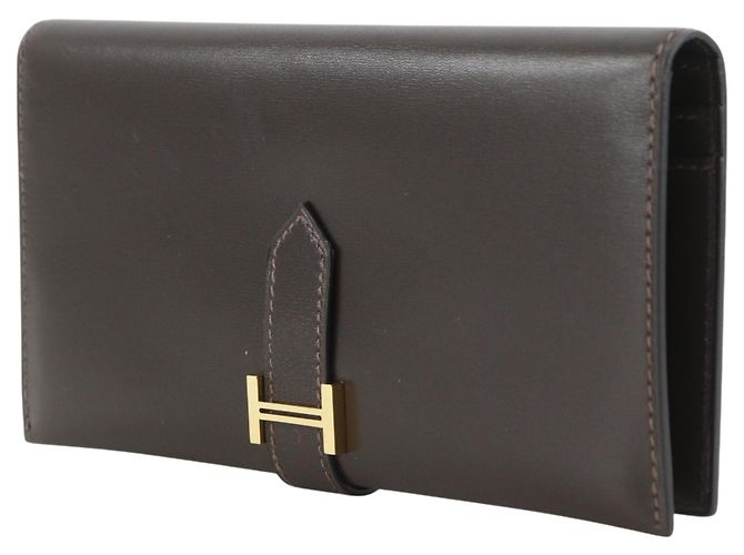 Portafoglio lungo Hermès Bearn in pelle Box Calf Marrone - vista 2