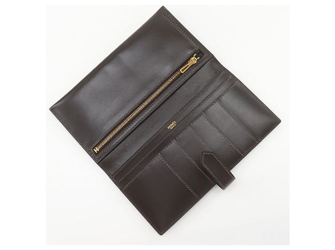 Portafoglio lungo Hermès Bearn in pelle Box Calf Marrone - vista 6