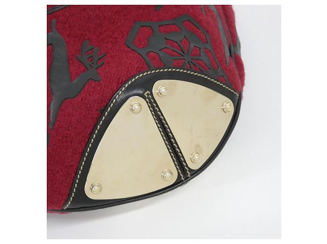 Borsa a tracolla in lana e pelle Gucci Marrone - vista 4