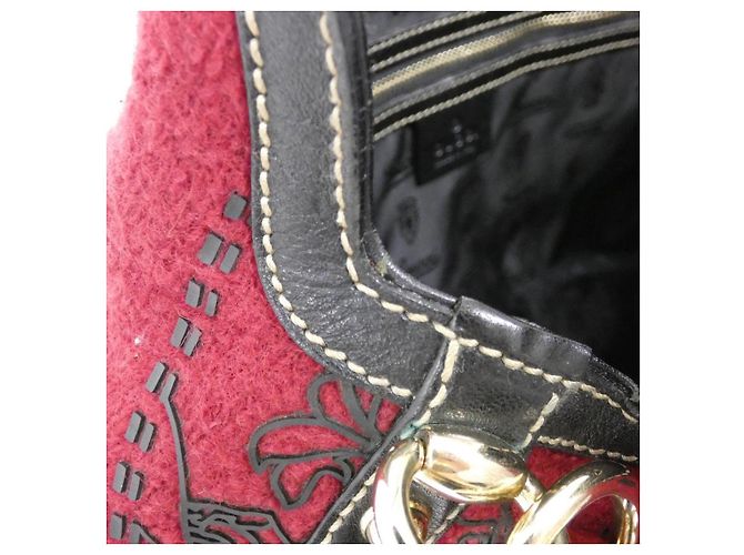 Borsa a tracolla in lana e pelle Gucci Marrone - vista 5