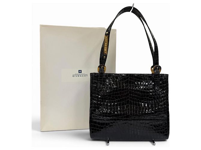 Bolsa de ombro Givenchy em couro de vaca com relevo de crocodilo Preto - vista 2