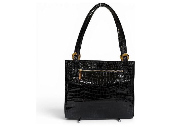 Bolsa de ombro Givenchy em couro de vaca com relevo de crocodilo Preto - vista 3