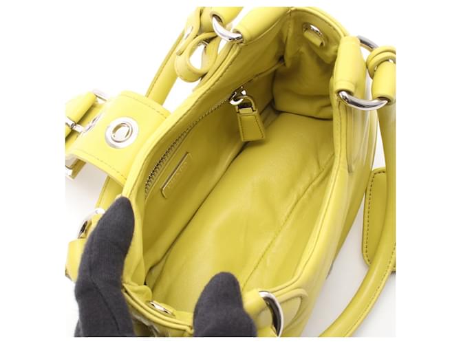Borsa 2way in pelle PRADA MOON Giallo - vista 3