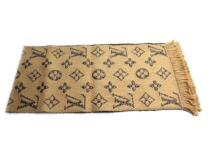 Bufanda Louis Vuitton Giant Monogram Jungle de seda y lana Castaño - vista 3