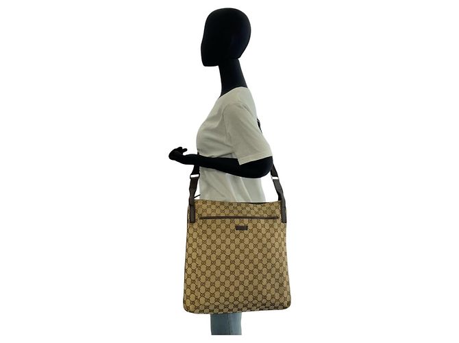 Borsa a tracolla Gucci GG Canvas e pelle Marrone Beige - vista 7