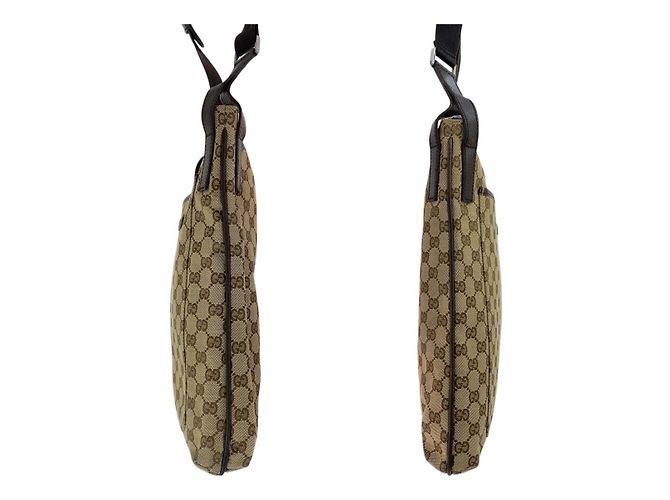 Borsa a tracolla Gucci GG Canvas e pelle Marrone Beige - vista 8