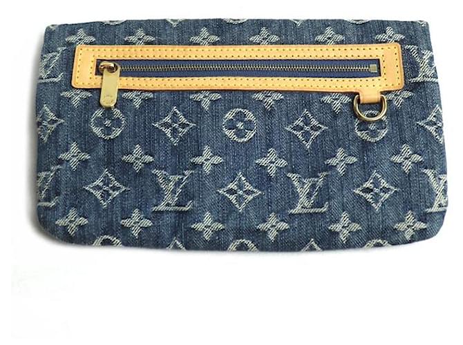 Clutch Louis Vuitton Pochette Plat Monogram Denim Blu - vista 2