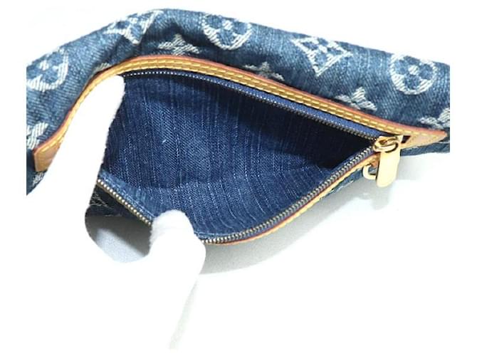 Clutch Louis Vuitton Pochette Plat Monogram Denim Blu - vista 4