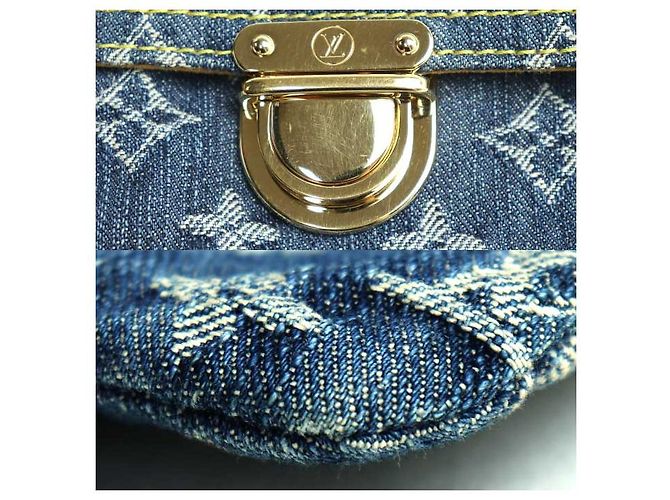 Clutch Louis Vuitton Pochette Plat Monogram Denim Blu - vista 8