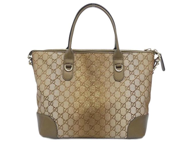 Bolsa de ombro Gucci GG Canvas e couro Marrom Bege - vista 2