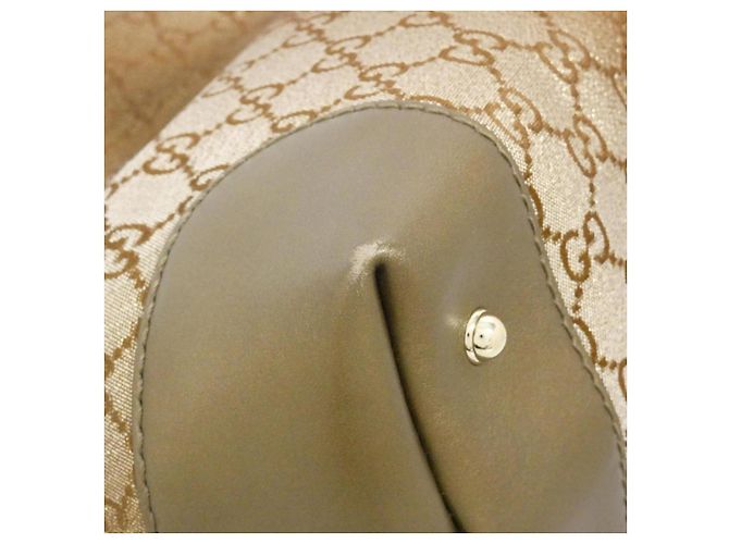 Bolsa de ombro Gucci GG Canvas e couro Marrom Bege - vista 3