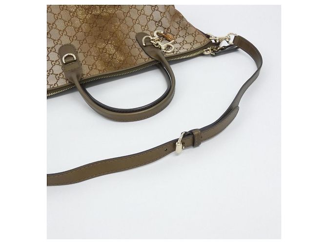 Bolsa de ombro Gucci GG Canvas e couro Marrom Bege - vista 5