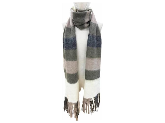Sciarpa lunga in mohair e alpaca Brunello Cucinelli Bianco - vista 3