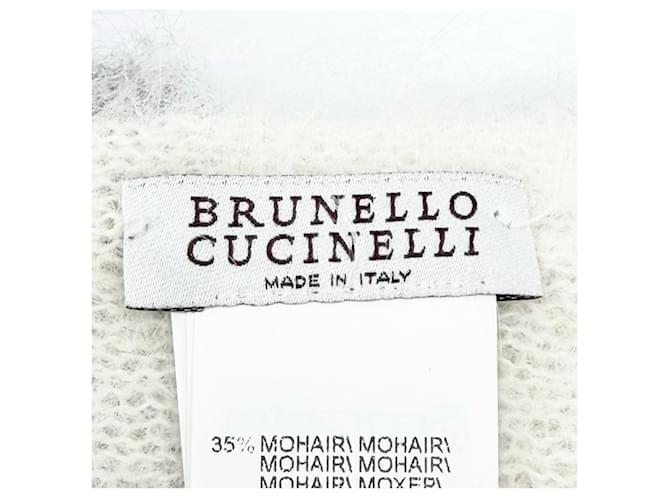 Sciarpa lunga in mohair e alpaca Brunello Cucinelli Bianco - vista 6