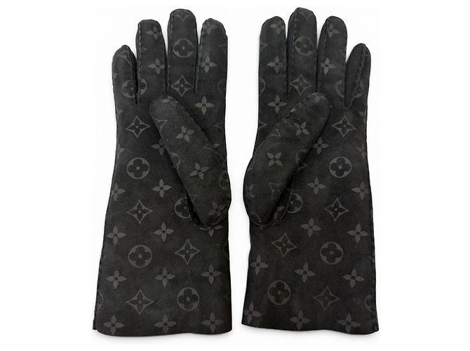 Louis Vuitton Gon Sherling Darling Monogram Shearling-Handschuhe Schwarz - Ansicht 3