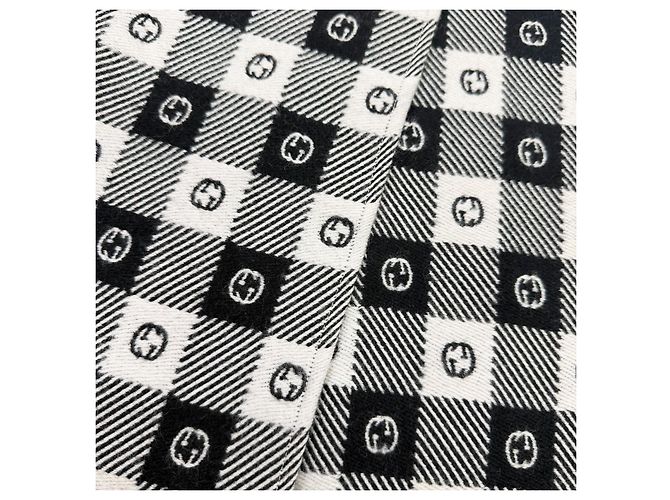 Cachecol de lã e algodão com Interlocking G Gucci Preto - vista 4