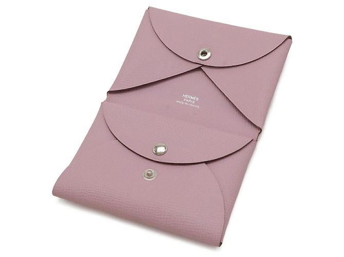 Hermès Hermes Calvi Duo Veau Epsom Tarjetero Rosa - vista 4