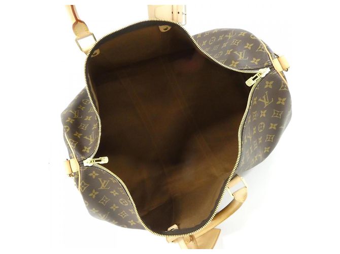 Borsa Boston Louis Vuitton Keepall Bandouliere Monogram Marrone - vista 9