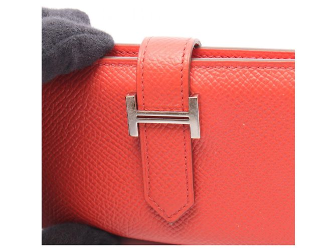 Tarjetero mini de piel Hermès Bearn Roja - vista 9