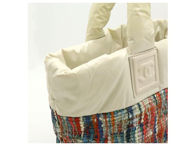 Borsa Tote Chanel Coco Cocoon in nylon e pelle Bianco - vista 4